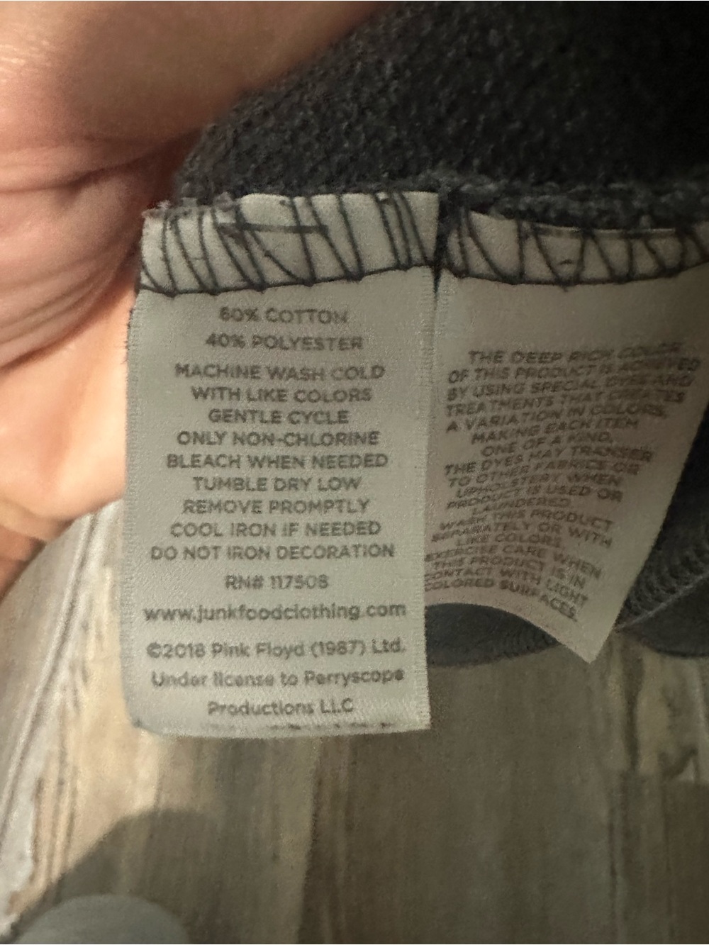 Junk Food Clothing Dark Gray Pink Floyd Graphic Hoodie with Multicolor Print - Picture 3 of 4